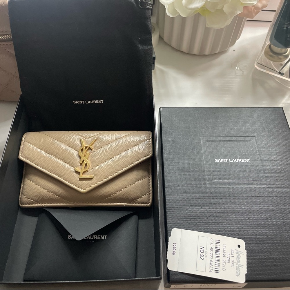 YSL Saint Laurent Quilted Leather Wallet and cardholder